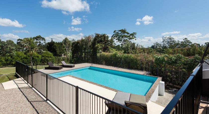 pool, sky, trees